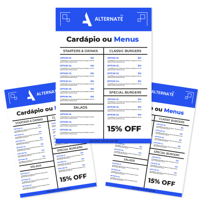 Criação de design para Menus ou cardápios